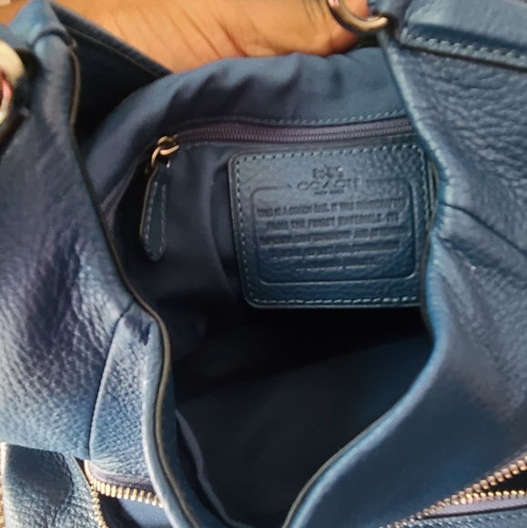 Coach Blue Pebbled Leather Bag - Picture 9 of 10